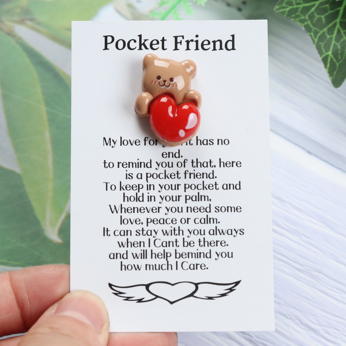 Ficha de abrazo de oso con forma de corazón de resina de Pocket Friend: un regalo de recuerdo duradero para bodas, cumpleaños y el día de San Valentín