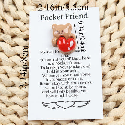Pocket Friend Resin Love Heart Bear Hug Token – Lasting Keepsake Gift for Weddings, Birthdays, and Valentine's Day - Hiccupzz