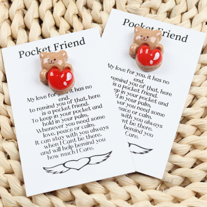 Pocket Friend Resin Love Heart Bear Hug Token – Lasting Keepsake Gift for Weddings, Birthdays, and Valentine's Day - Hiccupzz
