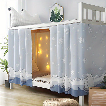 1 Pc Quiet Corner Blue Light-Blocking Bed Curtain - For Dorms, Bunk & Single Beds, Machine Washable Polyester