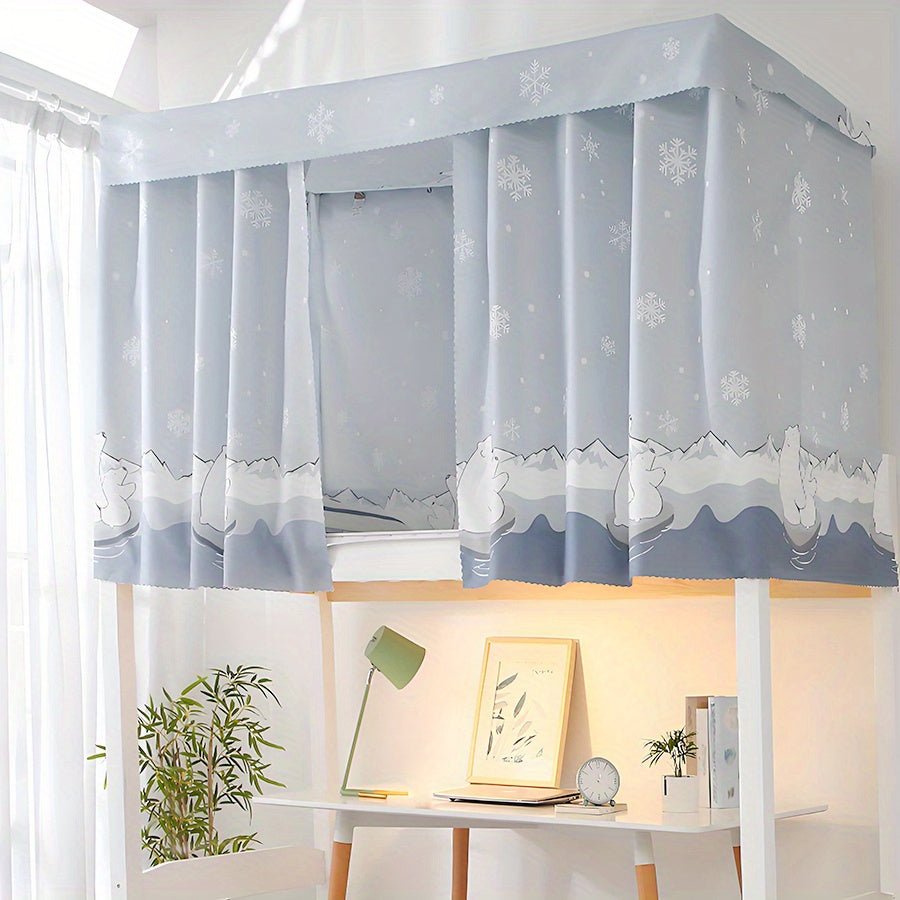 1 Pc Quiet Corner Blue Light-Blocking Bed Curtain - For Dorms, Bunk & Single Beds, Machine Washable Polyester