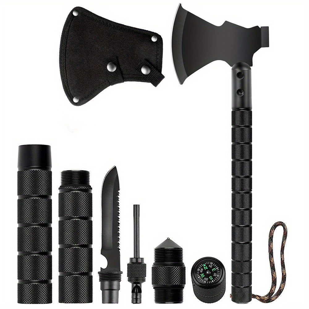 Survival Axe Kit - Camping Axe, Off-Roading Multitool Folding Hatchet with Hammer, Versatile Survival Axe