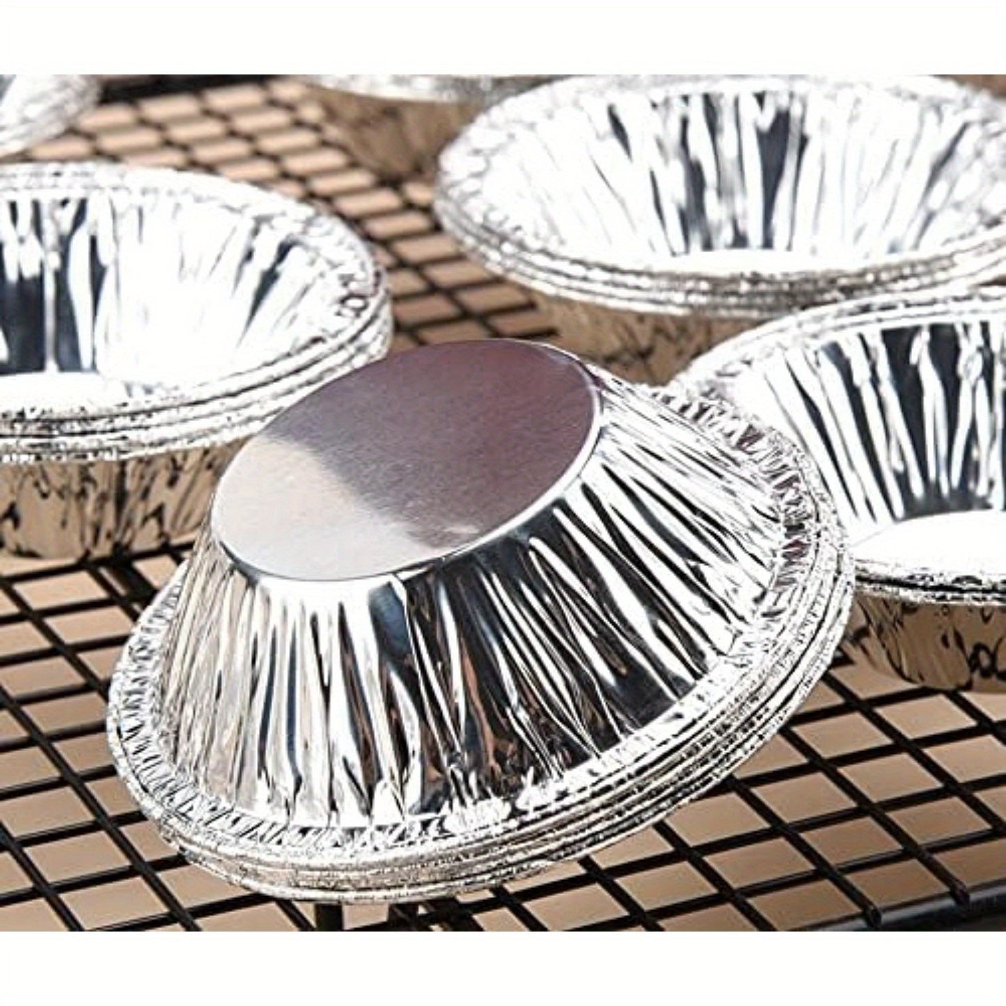 200Pcs Aluminum Foil Tart Pan Egg Tart Pan Freezer & Oven Safe Disposable Round Egg Tart Tin Foil Pans for Baking Supplies