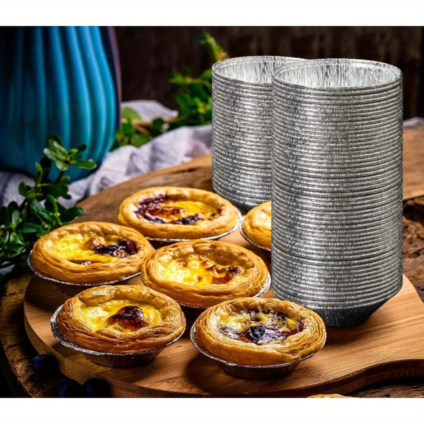 200Pcs Aluminum Foil Tart Pan Egg Tart Pan Freezer & Oven Safe Disposable Round Egg Tart Tin Foil Pans for Baking Supplies