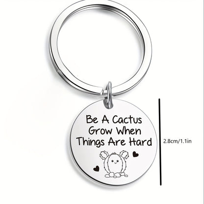 Motivational Stainless Steel Cactus Keychain – Inspiring Birthday Gift for Men and Party Favors - Hiccupzz