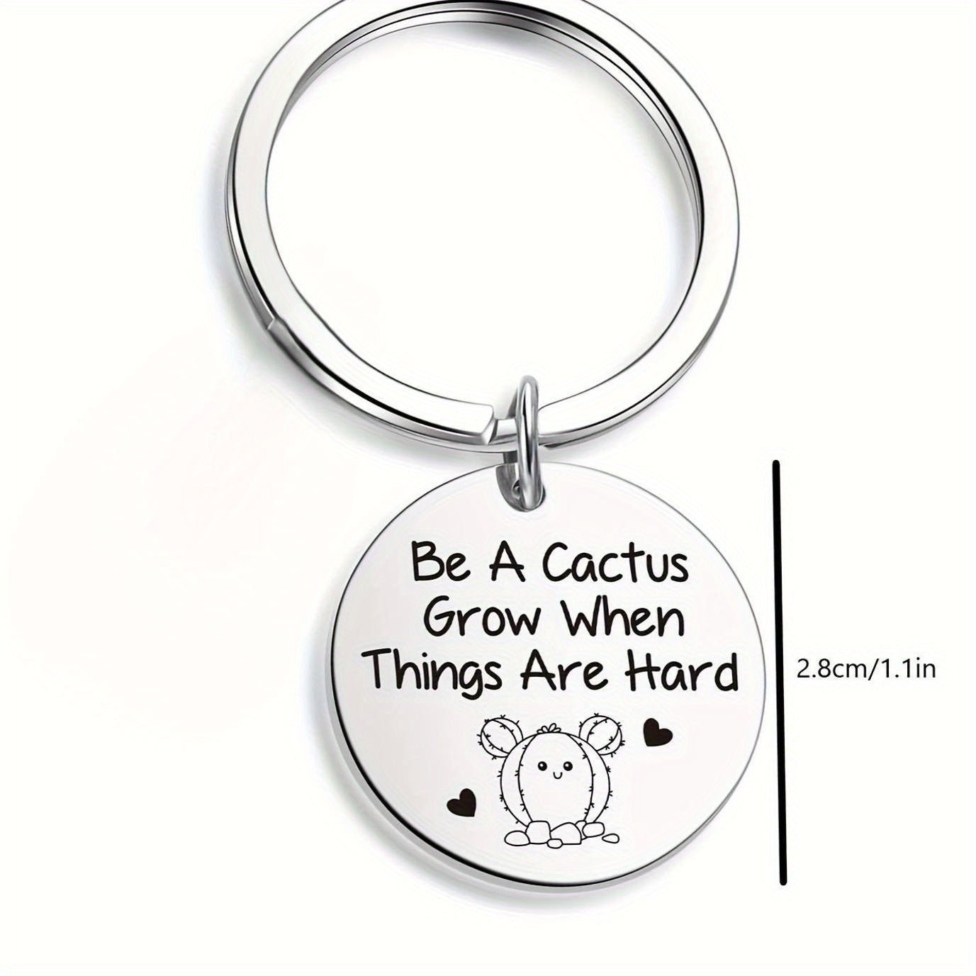 Motivational Stainless Steel Cactus Keychain – Inspiring Birthday Gift for Men and Party Favors