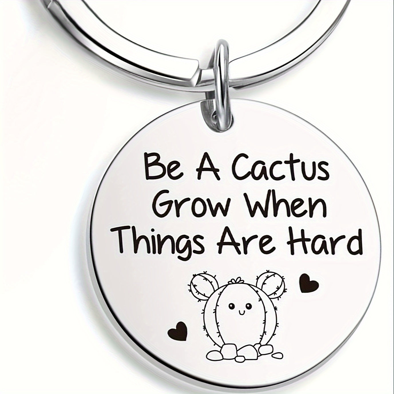 Motivational Stainless Steel Cactus Keychain – Inspiring Birthday Gift for Men and Party Favors