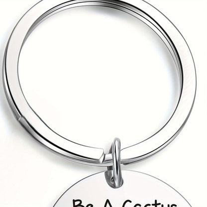 Motivational Stainless Steel Cactus Keychain – Inspiring Birthday Gift for Men and Party Favors - Hiccupzz