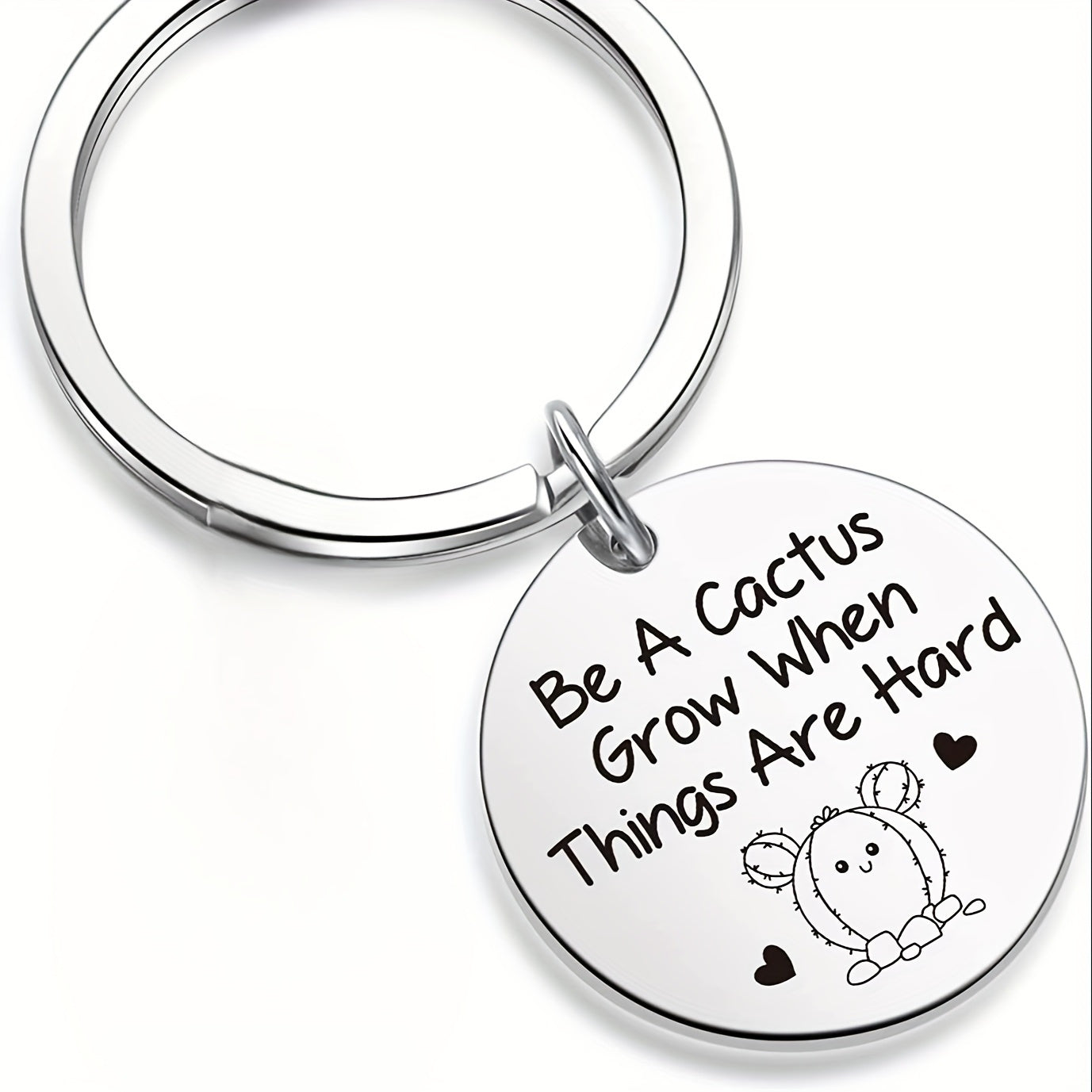 Motivational Stainless Steel Cactus Keychain – Inspiring Birthday Gift for Men and Party Favors