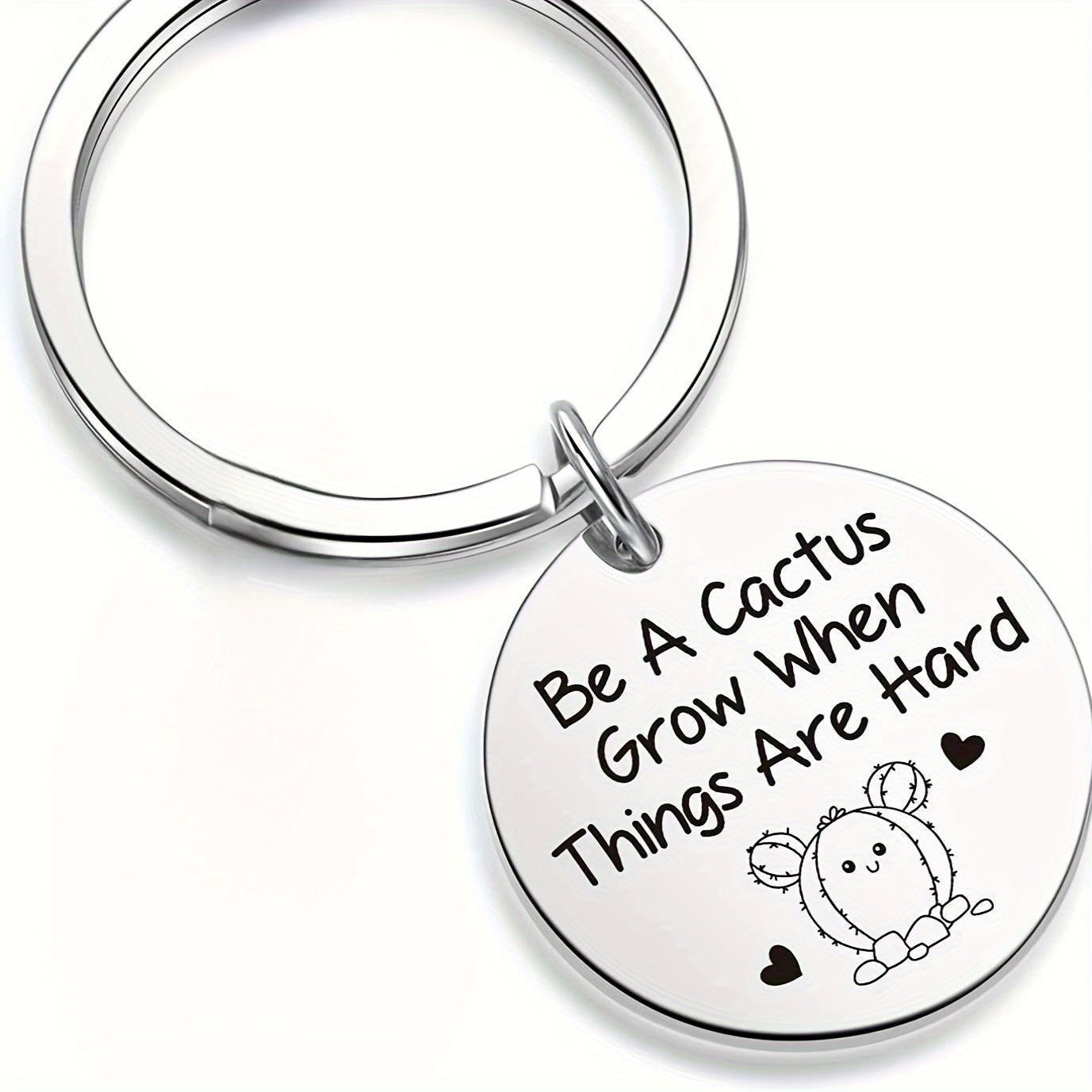 Motivational Stainless Steel Cactus Keychain – Inspiring Birthday Gift for Men and Party Favors