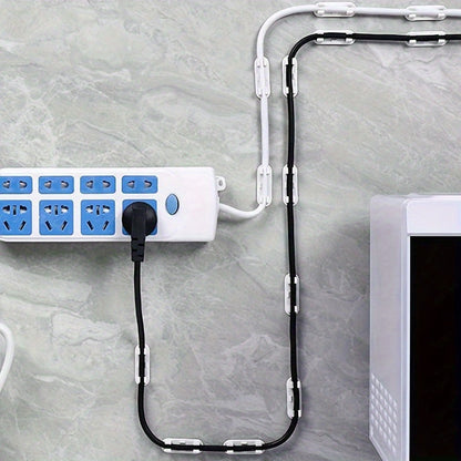Adjustable Cable Management Clips (10 Pcs): Adhesive Plastic Cord Holders for TV, PC, and Ethernet Cables - Ideal for Home Office Organization - Hiccupzz