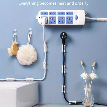 Adjustable Cable Management Clips (10 Pcs): Adhesive Plastic Cord Holders for TV, PC, and Ethernet Cables - Ideal for Home Office Organization - Hiccupzz