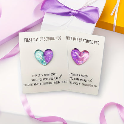 Resin Pocket Hug Tokens with Cards for Anxiety Relief: 1/3pcs Set, First Day of School Keepsake and Gift, Ideal for Ages 14+ - Hiccupzz