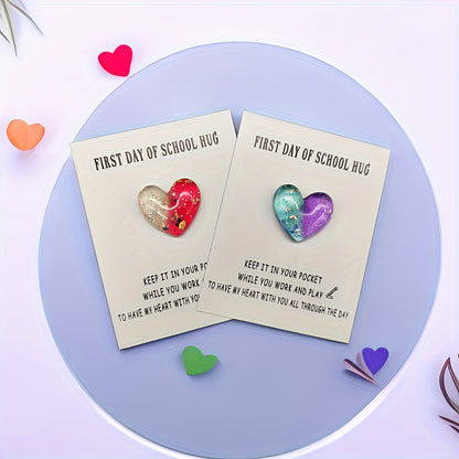 Resin Pocket Hug Tokens with Cards for Anxiety Relief: 1/3pcs Set, First Day of School Keepsake and Gift, Ideal for Ages 14+ - Hiccupzz