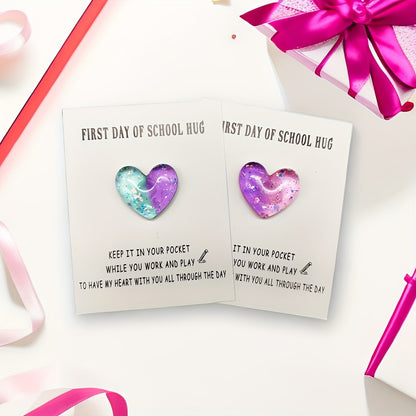 Resin Pocket Hug Tokens with Cards for Anxiety Relief: 1/3pcs Set, First Day of School Keepsake and Gift, Ideal for Ages 14+ - Hiccupzz