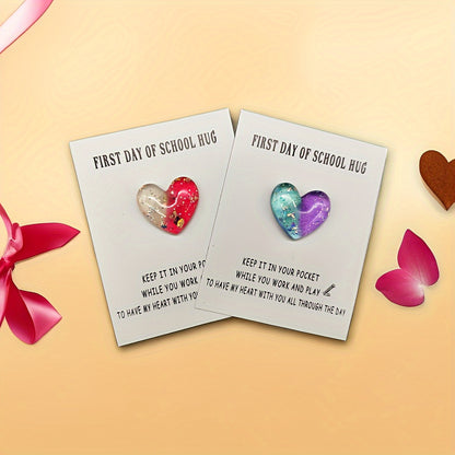 Resin Pocket Hug Tokens with Cards for Anxiety Relief: 1/3pcs Set, First Day of School Keepsake and Gift, Ideal for Ages 14+ - Hiccupzz