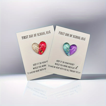 Resin Pocket Hug Tokens with Cards for Anxiety Relief: 1/3pcs Set, First Day of School Keepsake and Gift, Ideal for Ages 14+ - Hiccupzz