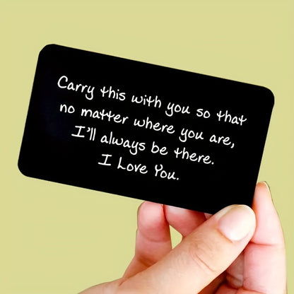 Personalized Engraved Aluminum Wallet Insert Card: "Love You" Romantic Gift for Boyfriend or Husband for Anniversary and Valentine's Day - Metal, Age 14+ - Hiccupzz