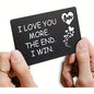 Engraved Aluminum Wallet Love Note Card: "I Love You More. The End. I Win." - Romantic Gift for Boyfriend or Husband (Pack of 1) - Hiccupzz