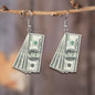 Acrylic US Dollar Bill Drop Earrings - Funny Money Dangle Earrings for Parties, Independence Day Accessory, Unique Jewelry, Gift Options Available - Hiccupzz
