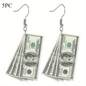 Acrylic US Dollar Bill Drop Earrings - Funny Money Dangle Earrings for Parties, Independence Day Accessory, Unique Jewelry, Gift Options Available - Hiccupzz