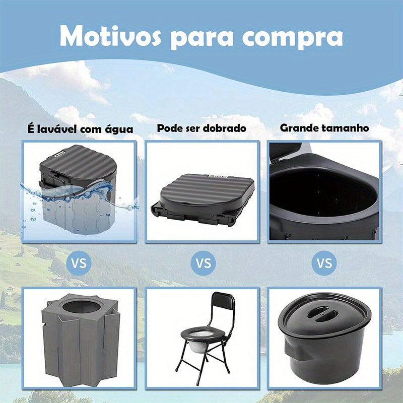 Portable Folding Toilet - Eco-Friendly, Sturdy, Durable, Easy to Clean, Perfect for Camping, Road Trips, Travel, RV Use, and Can Double as a Trash Bin