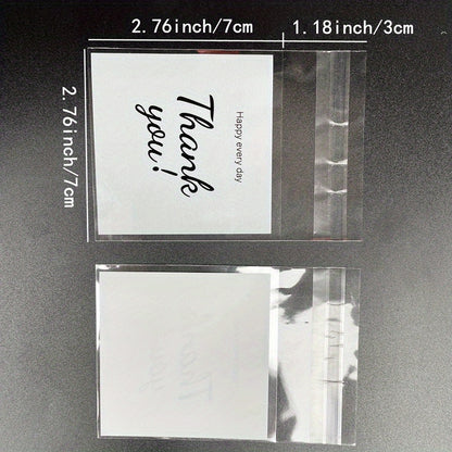 50/100 Pcs Thank You Mini Treat Bags – Self-Sealing, Ideal for Cookies, Candies, and Gifts for Parties & Retail Use - Hiccupzz