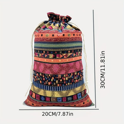 Egyptian-Inspired Linen Gift Bag with Drawstring: Versatile Storage Pouch for Jewelry, Halloween Candy, Christmas Presents, and Party Favors (3.9x5.51 Inches) - Hiccupzz