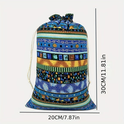 Egyptian-Inspired Linen Gift Bag with Drawstring: Versatile Storage Pouch for Jewelry, Halloween Candy, Christmas Presents, and Party Favors (3.9x5.51 Inches) - Hiccupzz