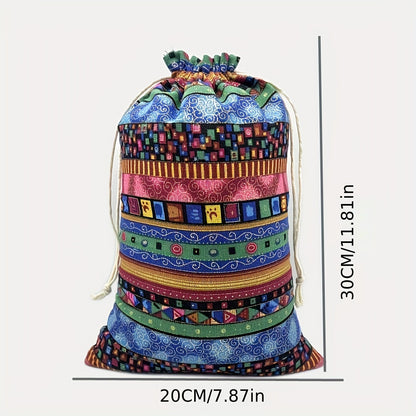 Egyptian-Inspired Linen Gift Bag with Drawstring: Versatile Storage Pouch for Jewelry, Halloween Candy, Christmas Presents, and Party Favors (3.9x5.51 Inches) - Hiccupzz