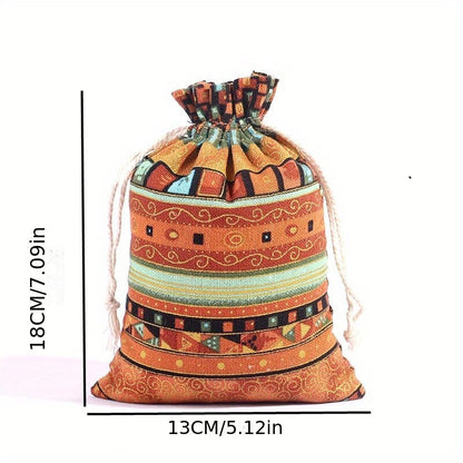 Egyptian-Inspired Linen Gift Bag with Drawstring: Versatile Storage Pouch for Jewelry, Halloween Candy, Christmas Presents, and Party Favors (3.9x5.51 Inches) - Hiccupzz