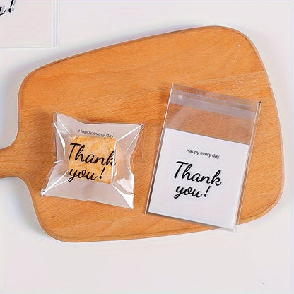 50/100 Pcs Thank You Mini Treat Bags – Self-Sealing, Ideal for Cookies, Candies, and Gifts for Parties & Retail Use - Hiccupzz