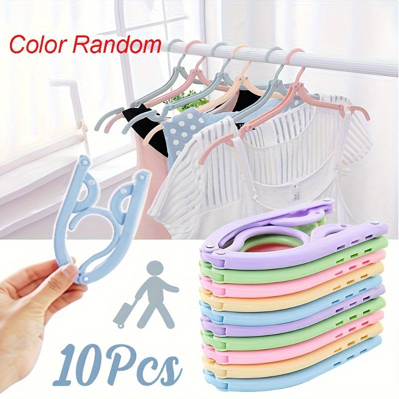 10 Pcs Foldable Travel Hangers with Anti-Slip Design - Durable Plastic