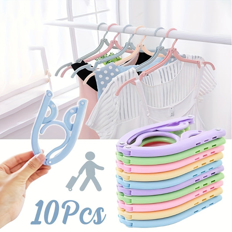 10 Pcs Foldable Travel Hangers with Anti-Slip Design - Durable Plastic