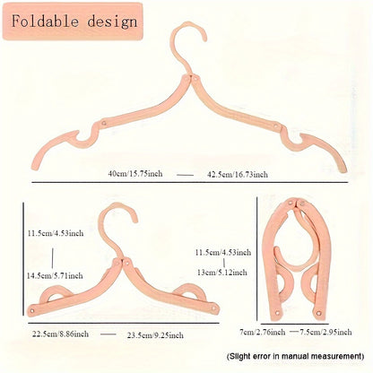 10 Pcs Foldable Travel Hangers with Anti-Slip Design - Durable Plastic