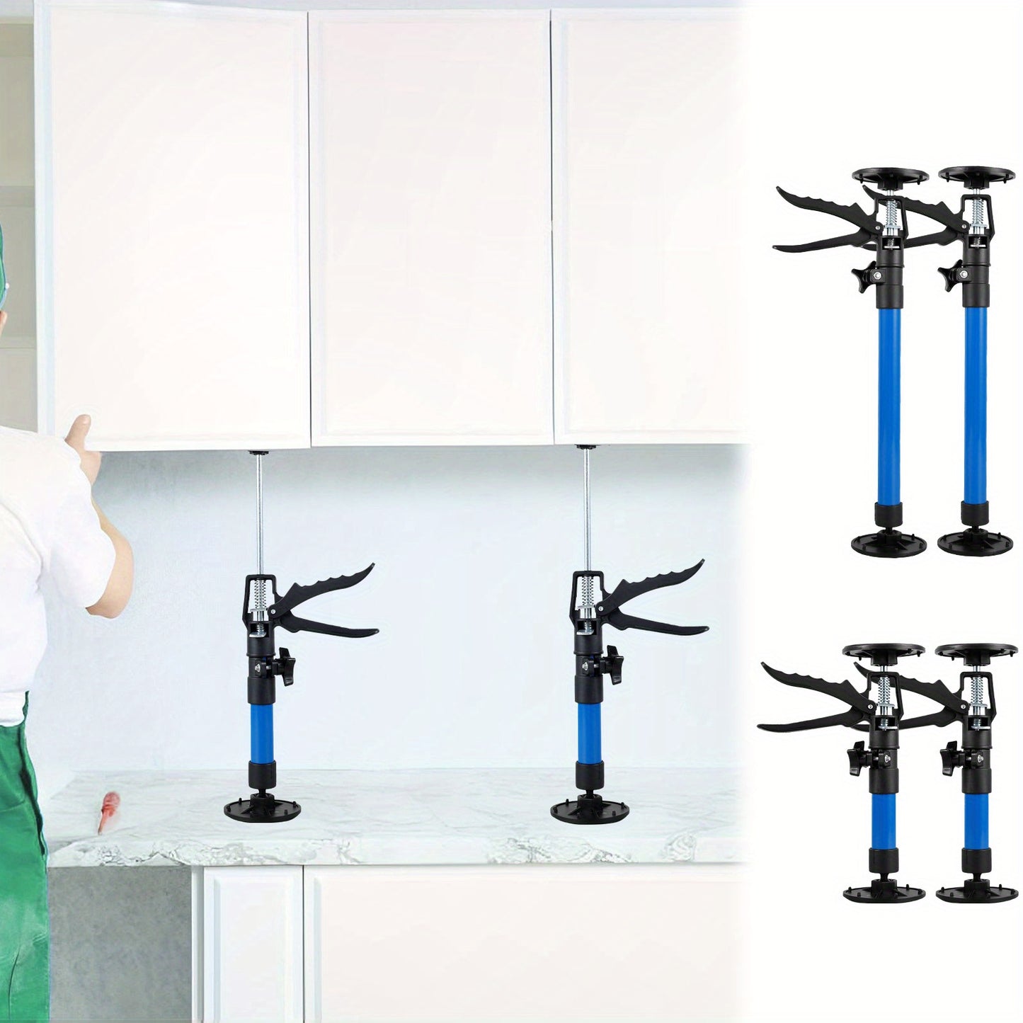 2 Pcs Cabinet Jack Support Pole - Adjustable Telescopic Support Rod