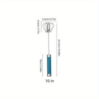 Semi-Automatic Stainless Steel Whisk Set: Manual Hand Push Egg Beater and Non-Electric Rotary Whisk (10/12/14 Inch) for Mixing and Frothing - Hiccupzz