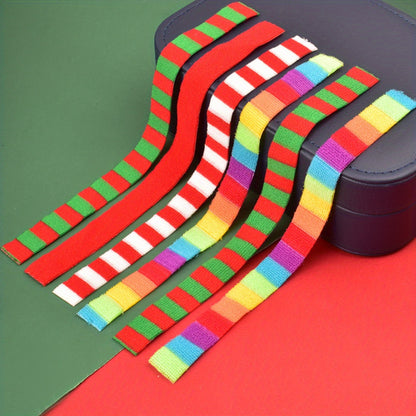 Mini Christmas Scarf Ornaments Set (1/4 pcs): Festive Striped Polyester Scarves with Pom-Poms for Holiday Decor and Doll Adornment - Hiccupzz