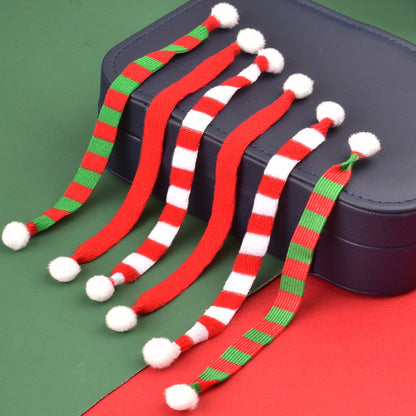 Mini Christmas Scarf Ornaments Set (1/4 pcs): Festive Striped Polyester Scarves with Pom-Poms for Holiday Decor and Doll Adornment - Hiccupzz