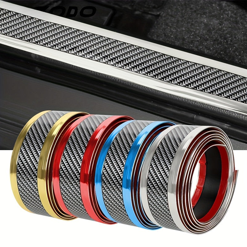 4 Pcs Set Car Door Sill Protectors - Self-Adhesive, Scratch-Resistant Anti-Collision Film with Stylish Pinstripe Design for Most Cars