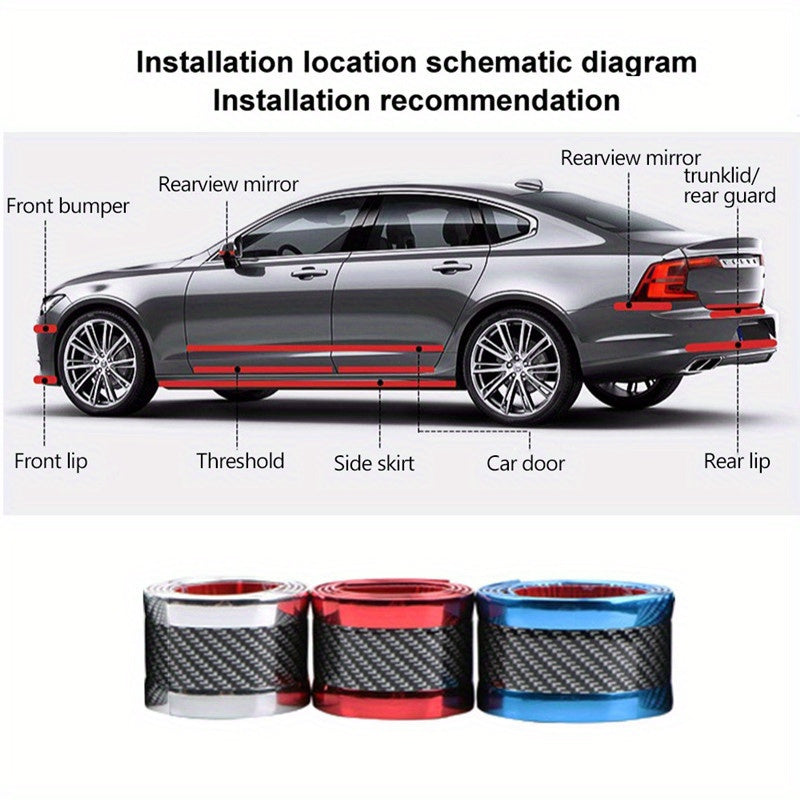 4 Pcs Set Car Door Sill Protectors - Self-Adhesive, Scratch-Resistant Anti-Collision Film with Stylish Pinstripe Design for Most Cars