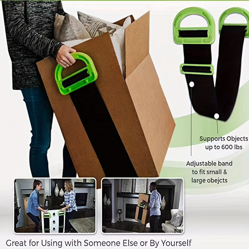 Adjustable Heavy-Duty Moving and Lifting Straps - 600 lbs Capacity, Furniture & Object Carrier with Ergonomic Handle for Safe and Easy Maneuvering