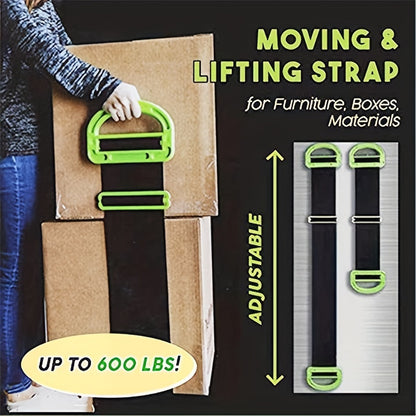 Adjustable Heavy-Duty Moving and Lifting Straps - 600 lbs Capacity, Furniture & Object Carrier with Ergonomic Handle for Safe and Easy Maneuvering - Hiccupzz