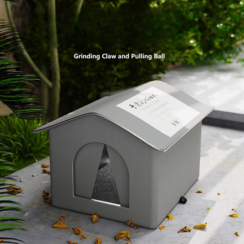 All-Season Waterproof Cat Nest - Rainproof, Bite-Resistant Outdoor Lodge with Large Enclosed Space for Stray Cats