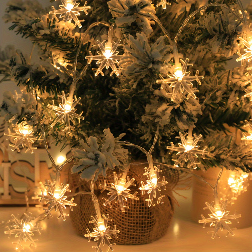 Charming Snowflake LED String Lights - Battery Operated, Versatile Fairy Lights