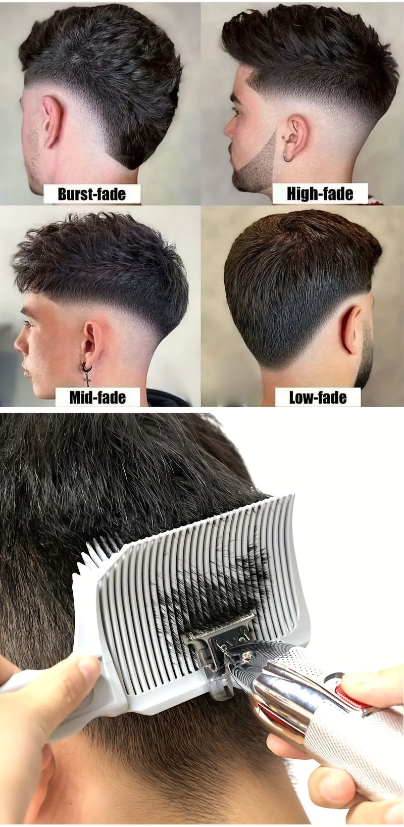 1 Pc Professional Hair Fading Comb, Heat Resistant Flat Top Clipper for Precise Gradients & Styling