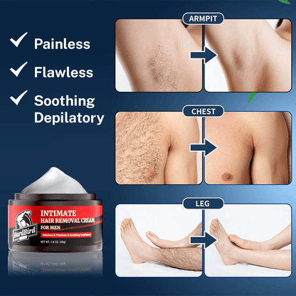 Men's Hair Removal Cream for Private Parts, Chest, Back & Body - Painless & Fast-Acting Depilatory, 1.8 oz or 50 g - Hiccupzz
