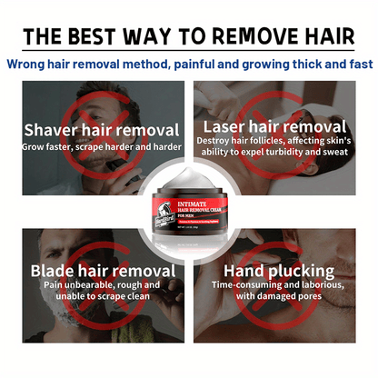 Men's Hair Removal Cream for Private Parts, Chest, Back & Body - Painless & Fast-Acting Depilatory, 1.8 oz or 50 g - Hiccupzz