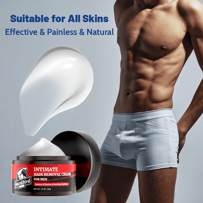 Men's Hair Removal Cream for Private Parts, Chest, Back & Body - Painless & Fast-Acting Depilatory, 1.8 oz or 50 g - Hiccupzz