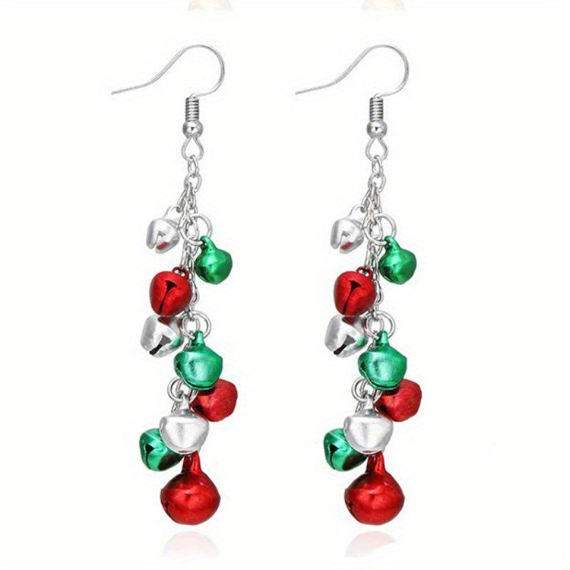 6 Pairs Christmas Dangle Earrings Set - Bow, Bell, Bulb & Tree Designs, Festive Holiday Jewelry for Women